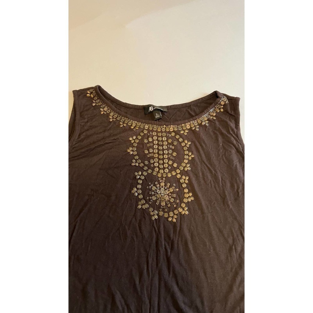 AB Studio Brown Sleeveless Top chest beading XL - Picture 3 of 7